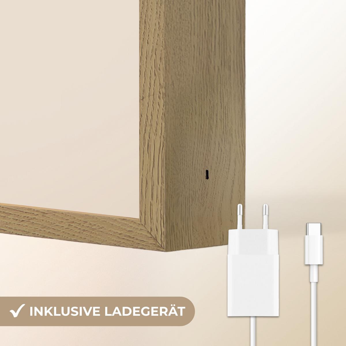 NACHTTISCHLAMPE MIT AKKU Hund - Gefleckt - Braun 90x60 cm - Beige, Holzwerkstoff (8/90/60cm) - OnlyWow