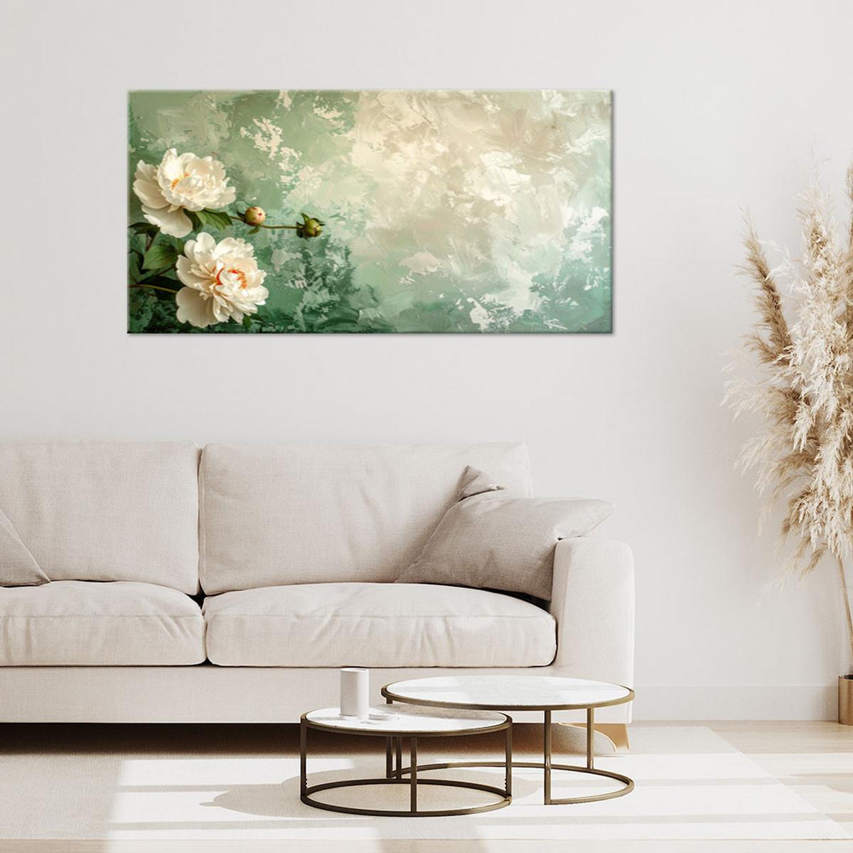 LEINWANDBILD Blumen 100x50cm - Grün, Textil (100/50cm) - Feeby