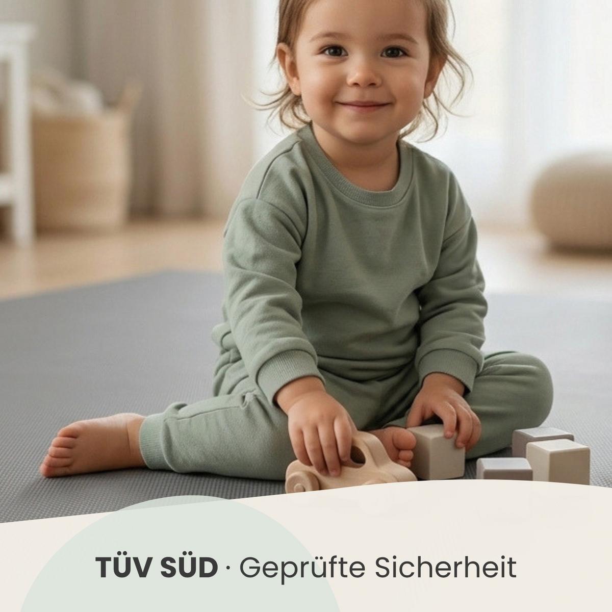SPIELMATTE mit Rand - 90/90/1 cm Puzzlematte Grau - Grau, Kunststoff (30/30cm) - Littletom