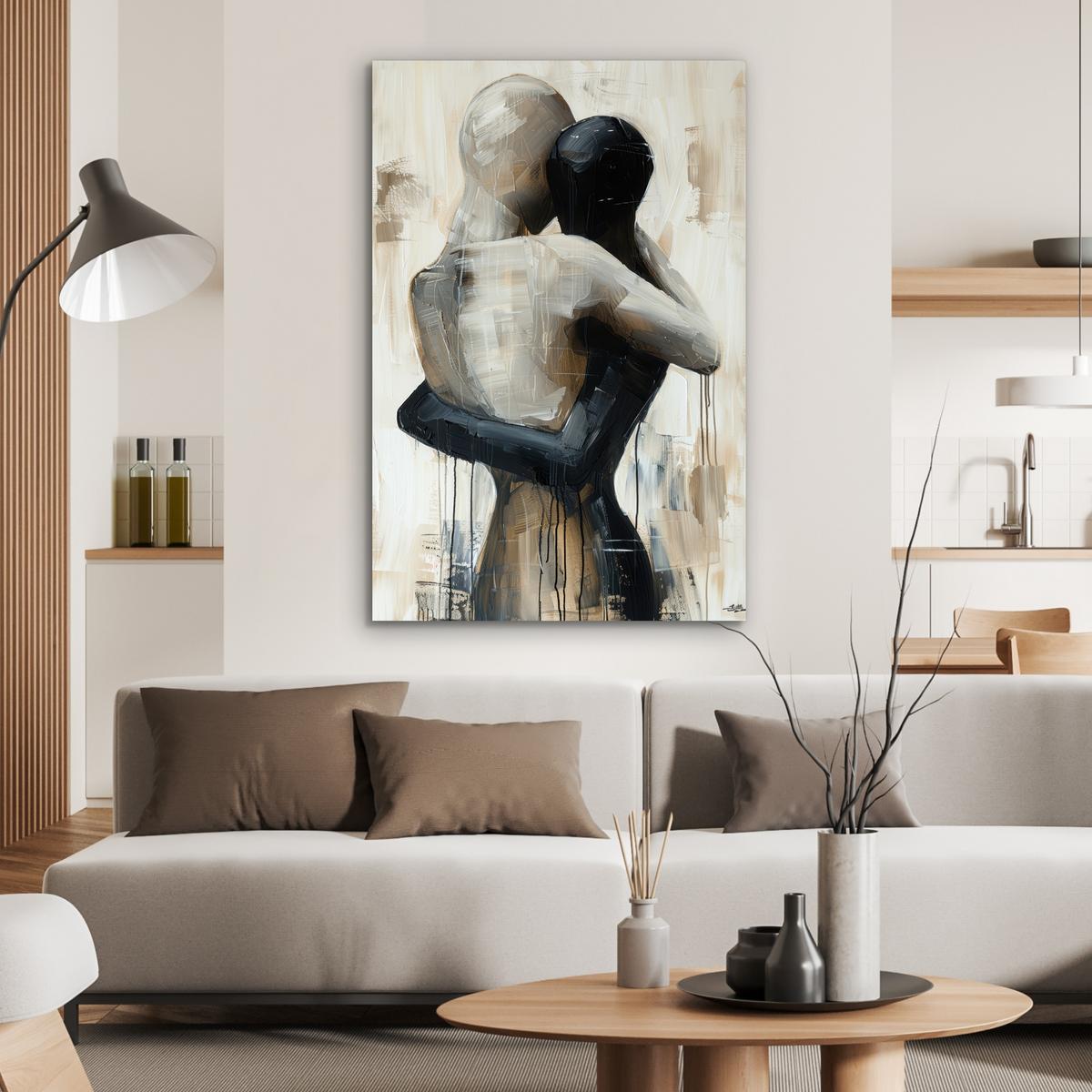 METALLBILD Abstrakt - Liebe - Schwarz und weiß - Modern 80x120 cm - Schwarz, Metall (80/120cm) - MuchoWow