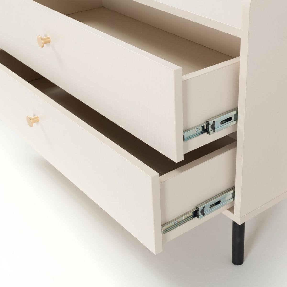 KOMMODE Gloria mit 2 Schubalden und 3 Türen - Beige/Schwarz, Holzwerkstoff/Metall (103/133/42cm) - Beautysofa