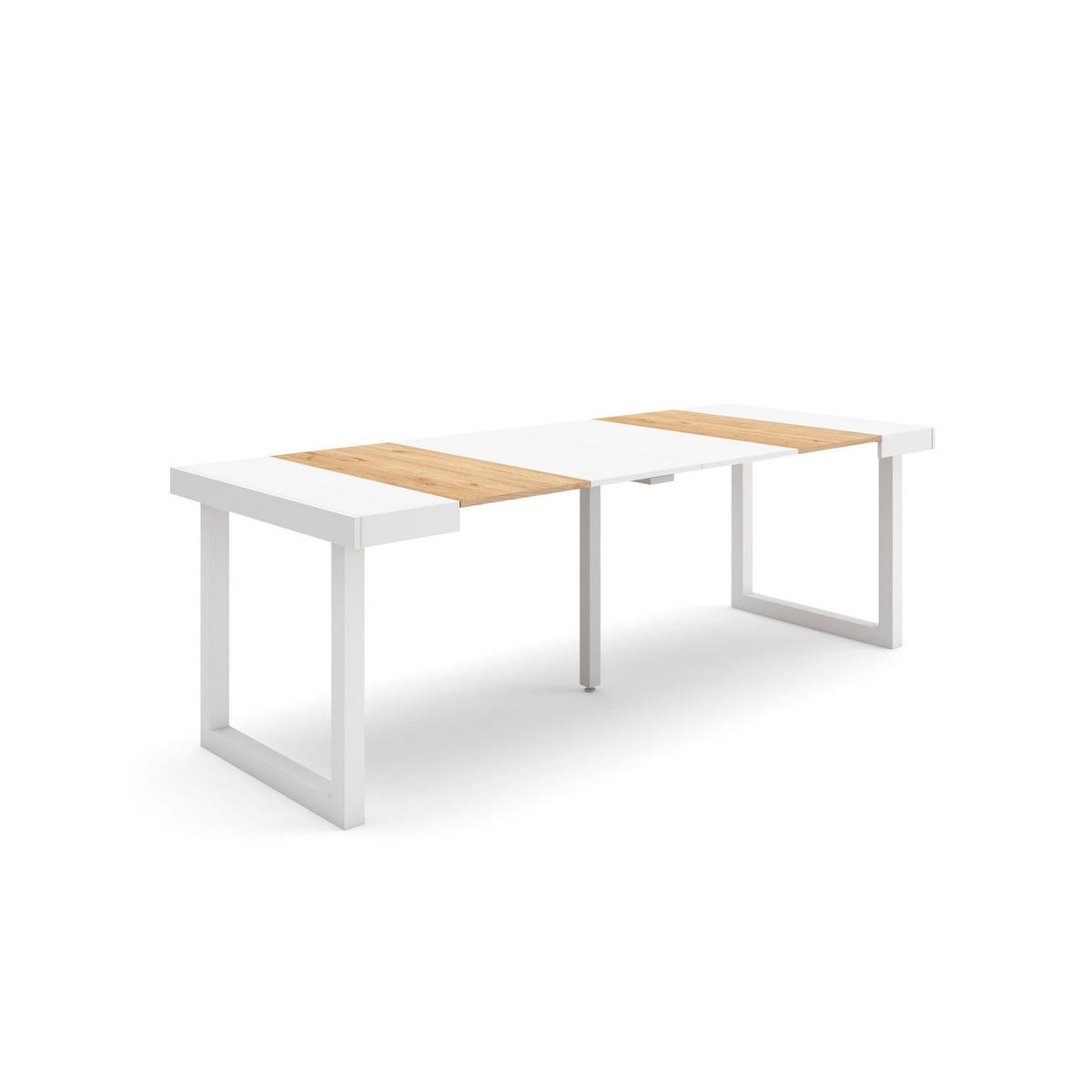KONSOLENTISCH ausziehbar 58 bis 222cm, für 10 Gäste, eiche weiß, 90/58/73cm - Eichefarben/Weiß, Holzwerkstoff (90/222/73cm) - Skraut Home