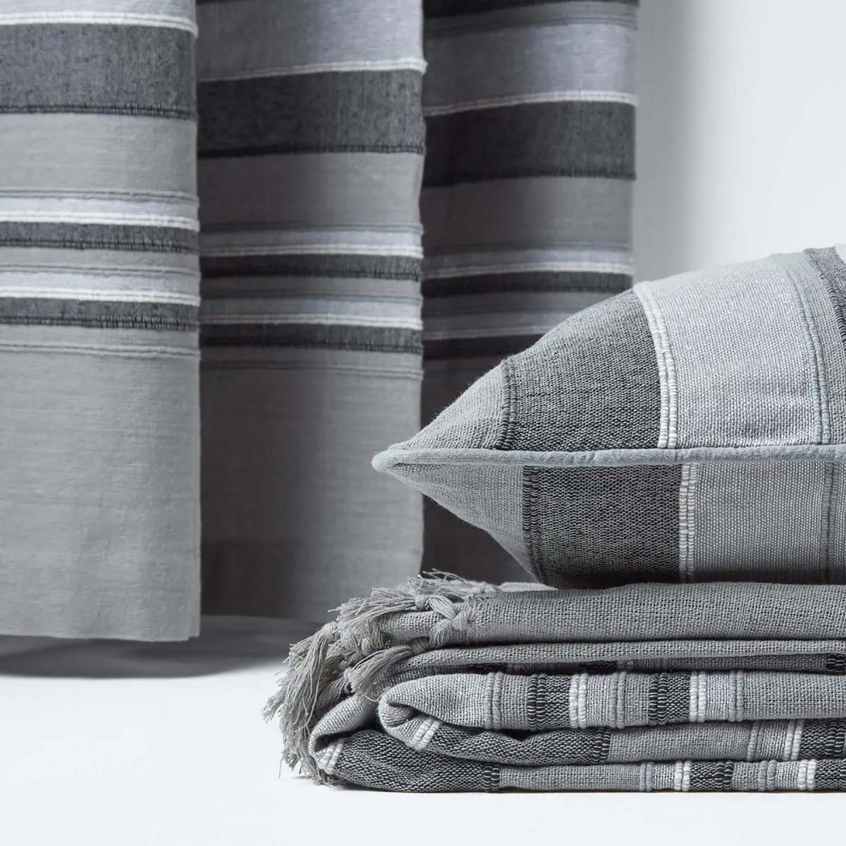 ÖSENVORHANG Morocco blickdicht 2er-Set, 167/228 cm - Grau, Textil (167/228cm) - Homescapes
