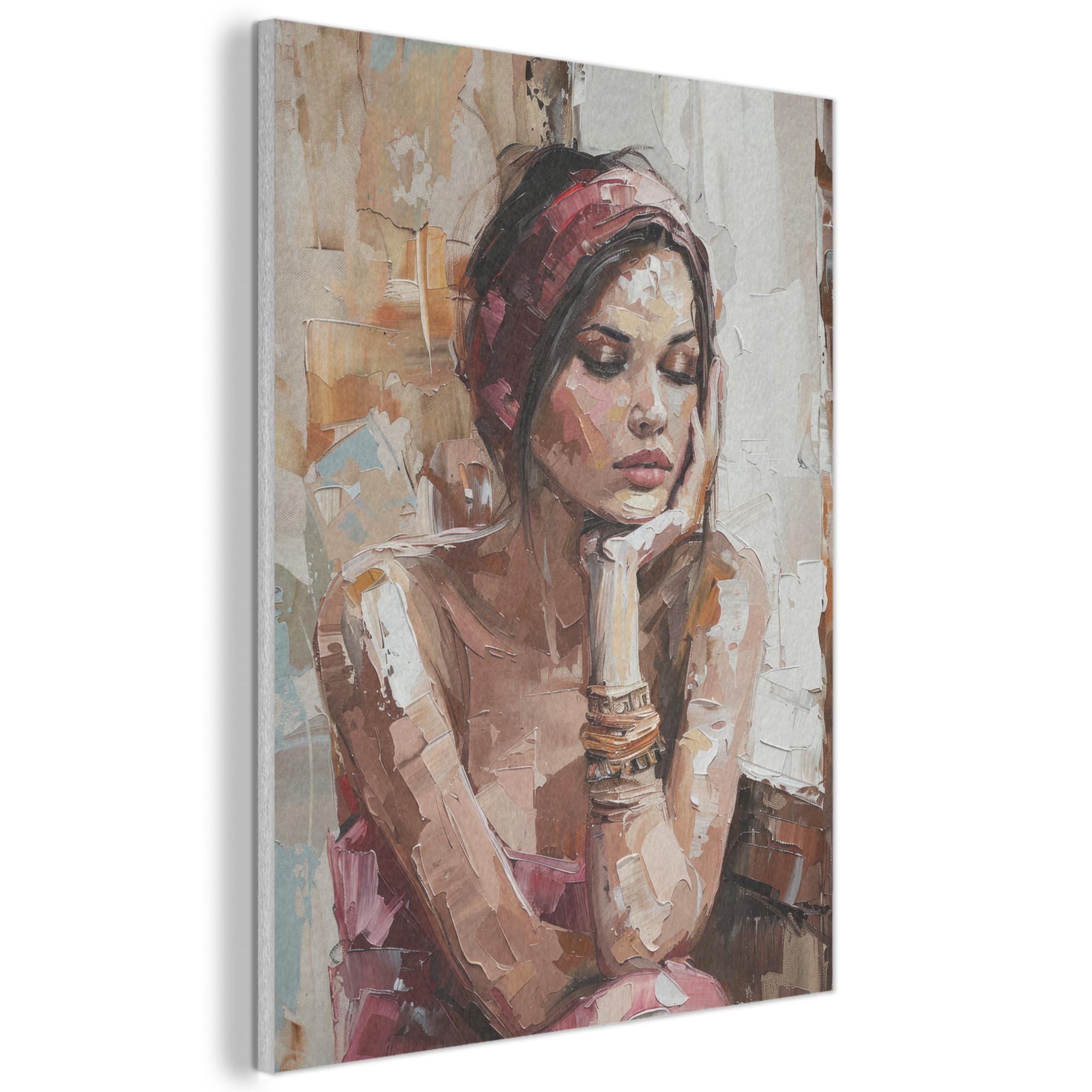 AKUSTIKBILD Frau - Lackierung - Porträt - Modern Wanddeko 70x100 cm - Altrosa, Kunststoff (70/100/0.9cm) - MuchoWow