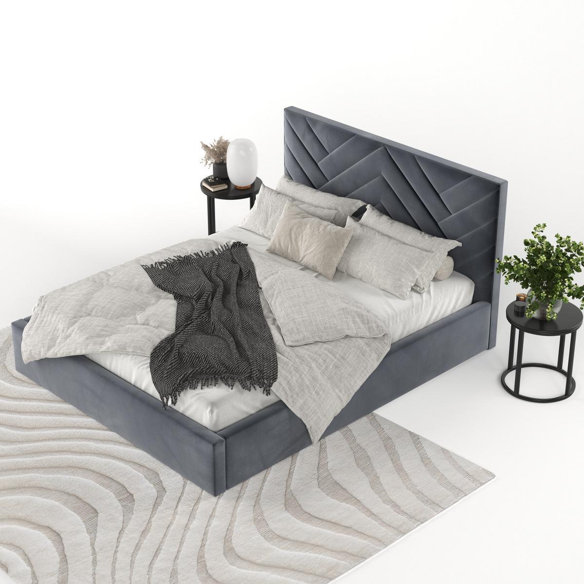 POLSTERBETT Arco 140/200 cm Dunkelgrau im Kronos Stoff - Dunkelgrau/Schwarz, Holz/Holzwerkstoff (140/200cm) - AltaBeds