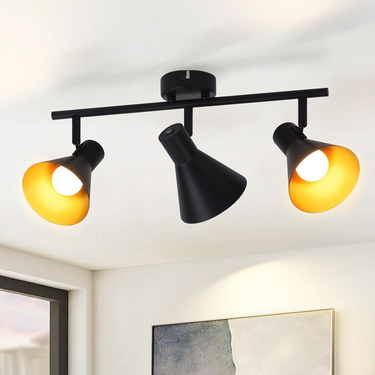 DECKENSTRAHLER Welle 3-flammig 49/11/21 cm - Schwarz, Metall (49/11/21cm) - Nettlife