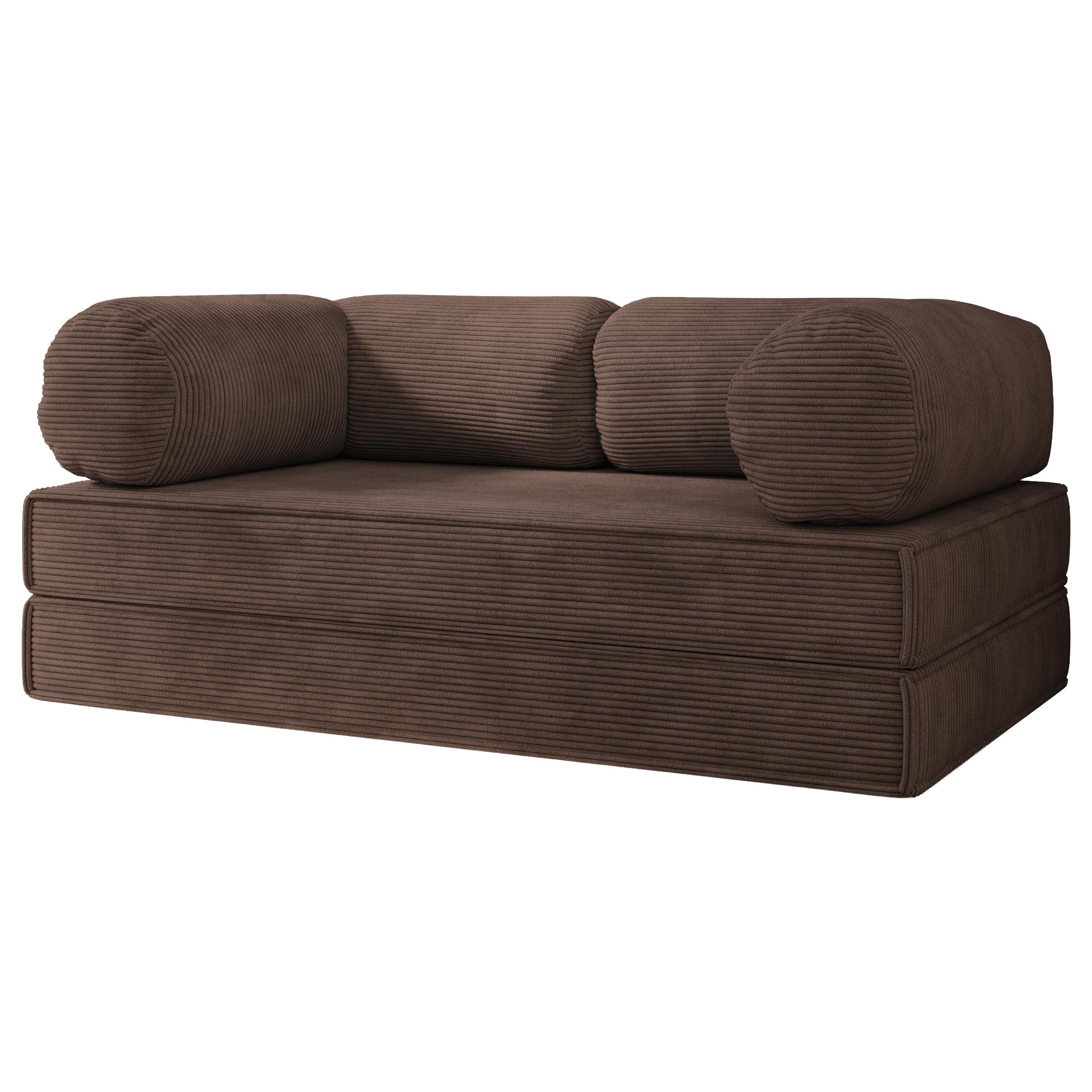 BETTSOFA ALVIO aus Schaumstoff Kordstoff Braun Schlaffunktion - Braun, Textil (170/68/80cm) - MASSENO