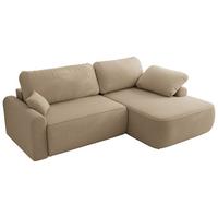 ECKSCHLAFSOFA CUBO L Hellbraun Boucle - rechts - Schwarz/Braun, Kunststoff/Textil (187/273cm) - MKS