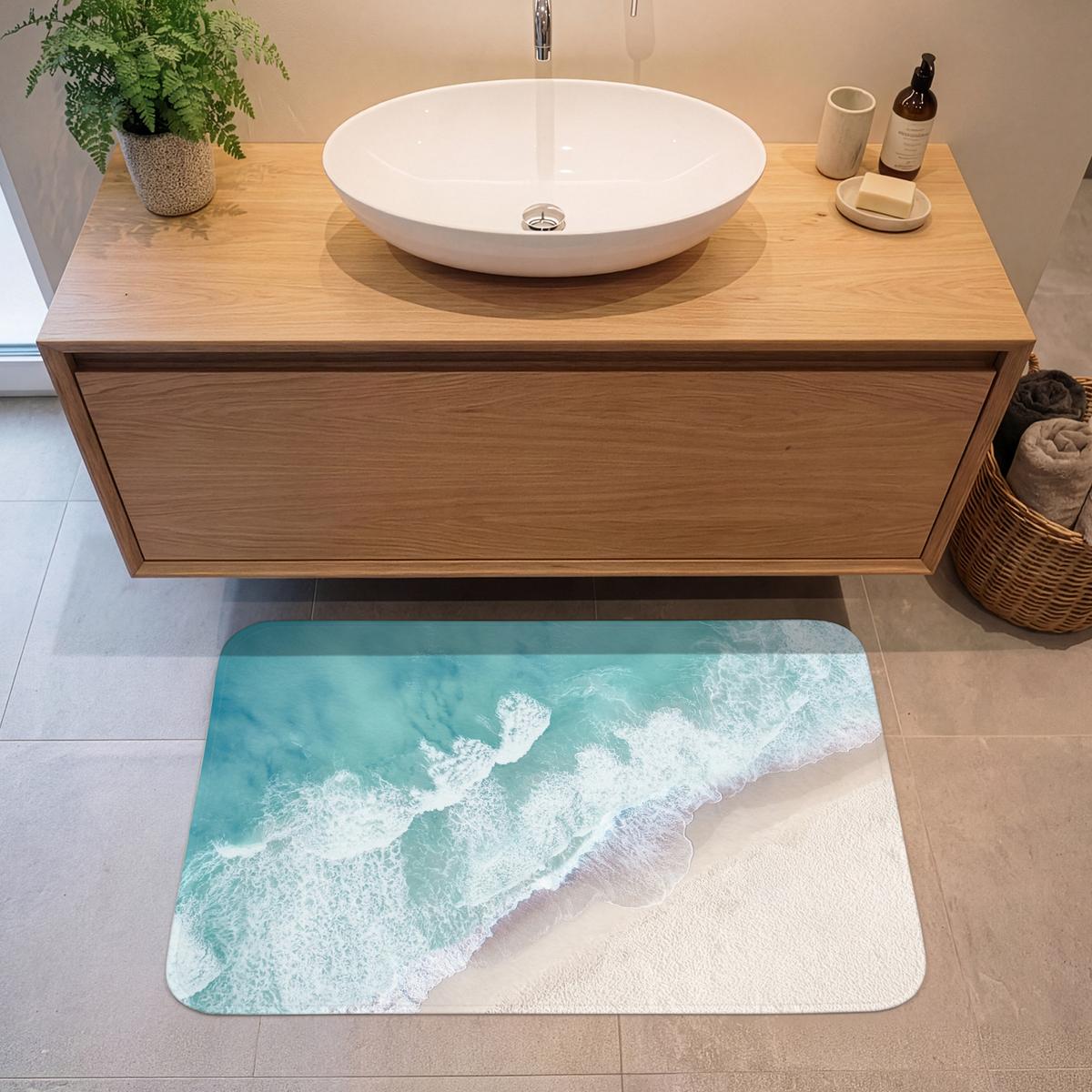 BADEMATTE Strand - Meer - Natur - Sommer 90x60 cm - Türkis, Textil (90/60cm) - OnlyWow