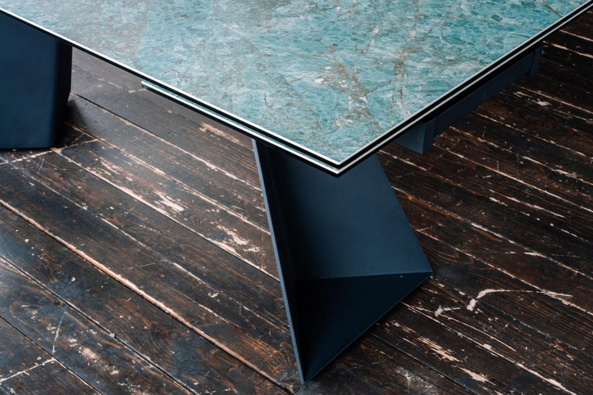 ESSTISCH LODI Grün Glas - Schwarz/Grün, Glas/Metall (100/200/76cm) - KAWOLA