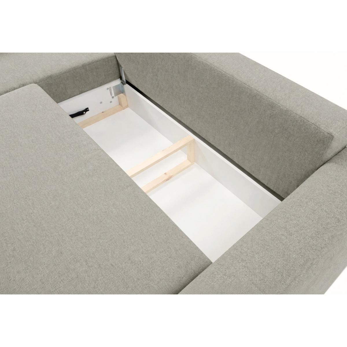 ECKSCHLAFSOFA Zordo GRAUBEIGER CHENILLE LINKS MIT ZWEI BETTKÄSTEN - Taupe/Schwarz, Kunststoff/Textil (256/170cm) - Selsey