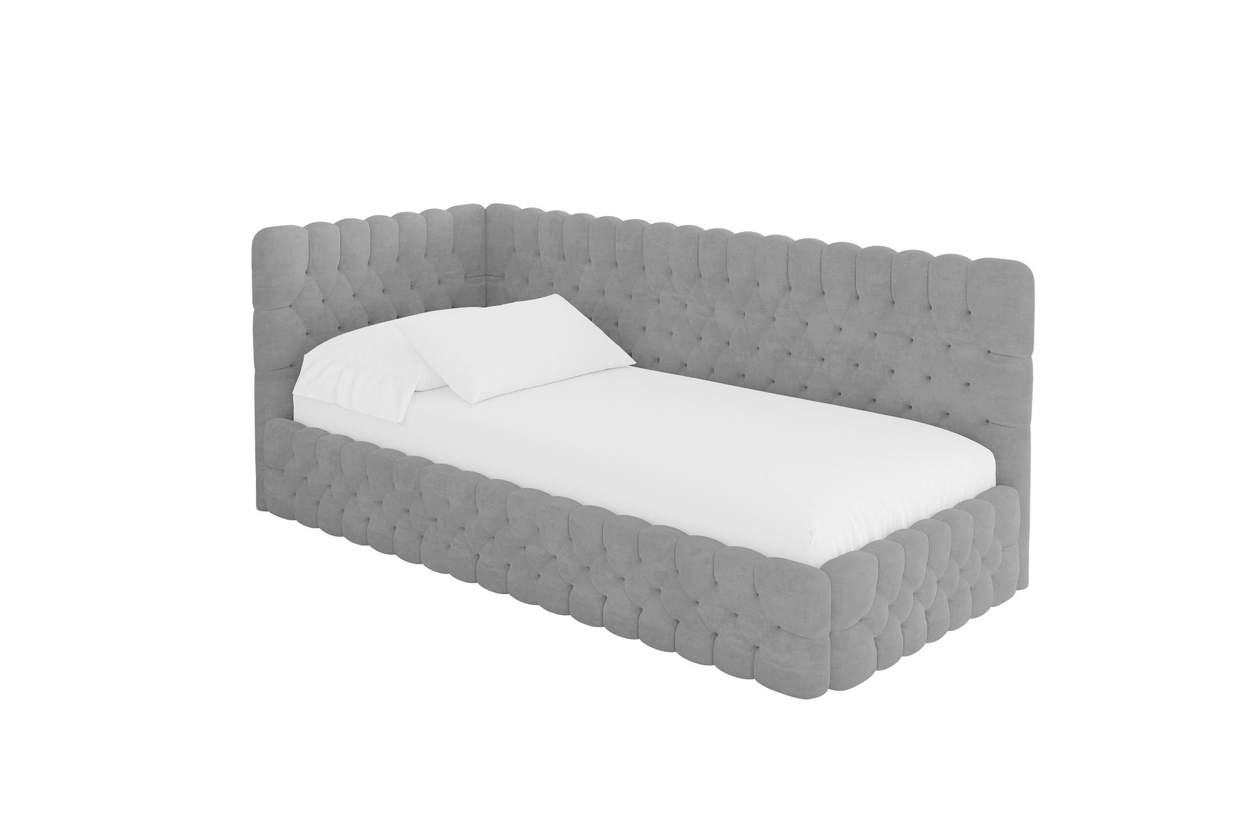 EINZELLBETT Jugendbett mit Bettkasten, Rechts - MULY 100x200 Grau - Silberfarben, Holzwerkstoff/Textil (100/200cm) - ALTDECOR