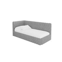 EINZELLBETT Jugendbett mit Bettkasten, Rechts - MULY 100x200 Grau - Silberfarben, Holzwerkstoff/Textil (100/200cm) - ALTDECOR