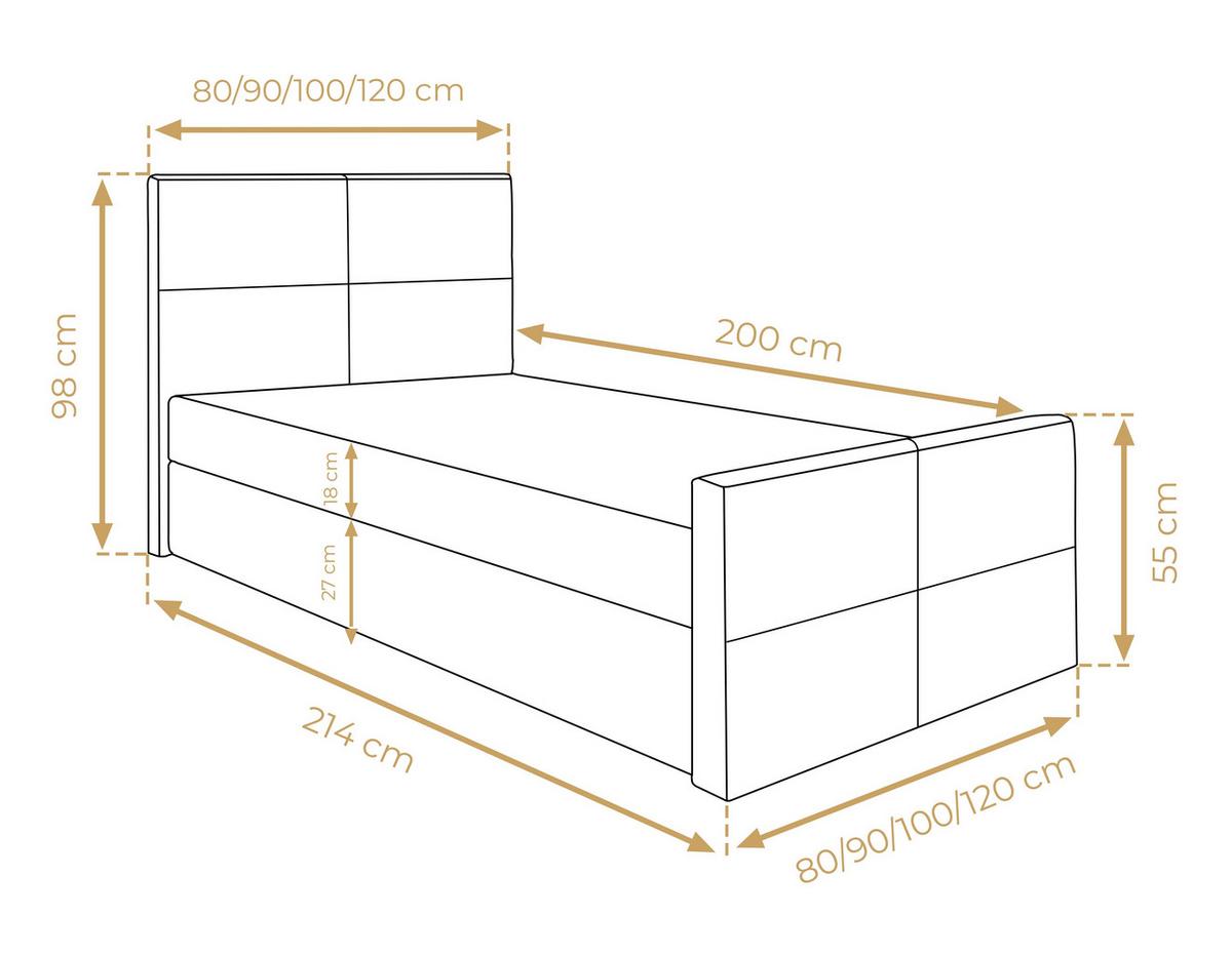 BOXBETT ALEYNA 100x200 cm mit Bettkasten und Matratze - Beige + TOPPER - Beige/Schwarz, Holz/Holzwerkstoff (100/200cm) - AX Living