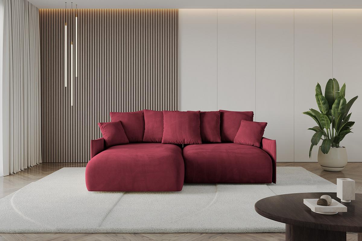 ECKSOFA Ottomane links ONESK-L -v1 216x177x72 Bordeauxrot Velours - Bordeaux, Holzwerkstoff/Kunststoff (216/177cm) - ALTDECOR
