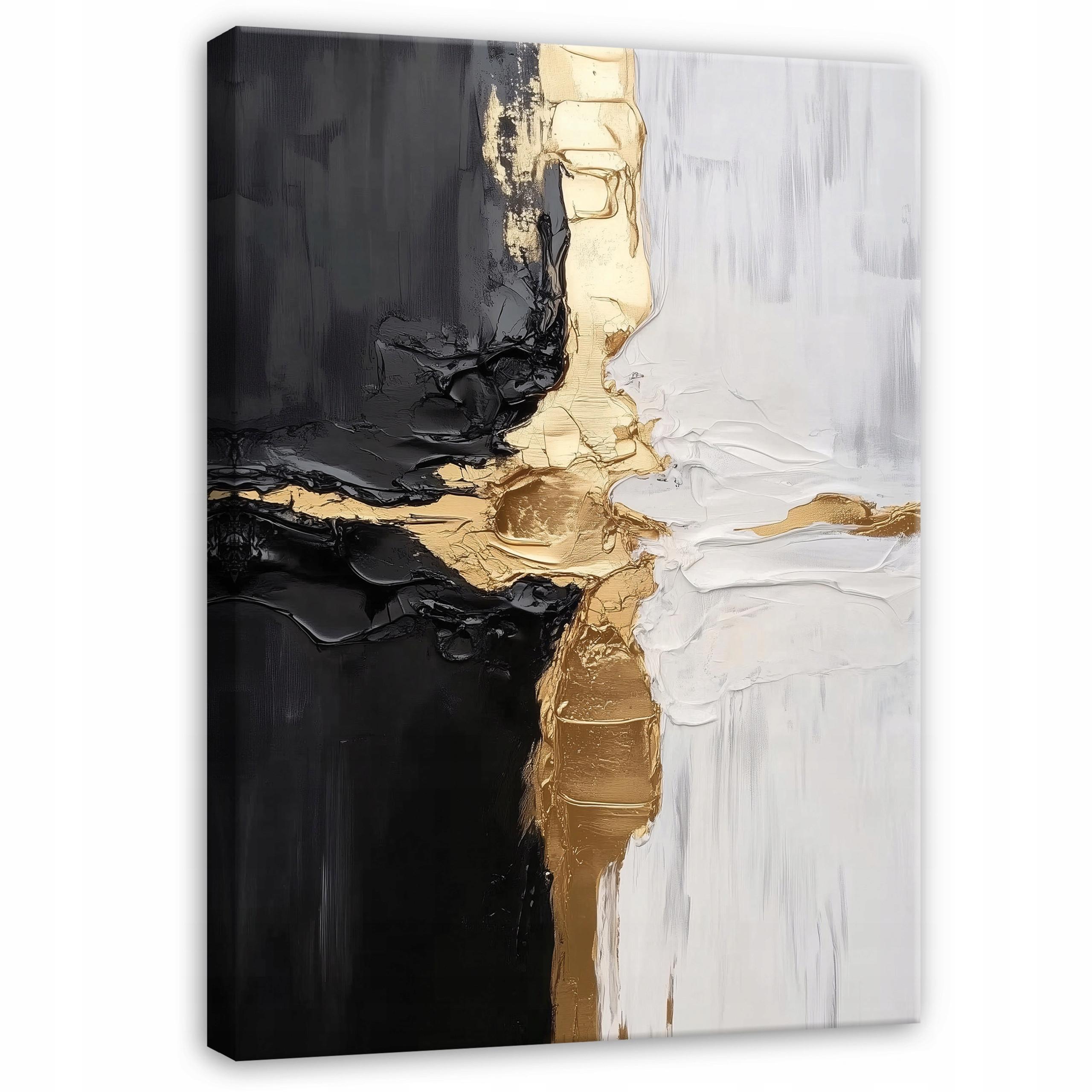 LEINWANDBILD Abstrakt Grau Gold Schwarz Modern 120x80 - Multicolor, Holzwerkstoff (80/120cm) - Wallarena