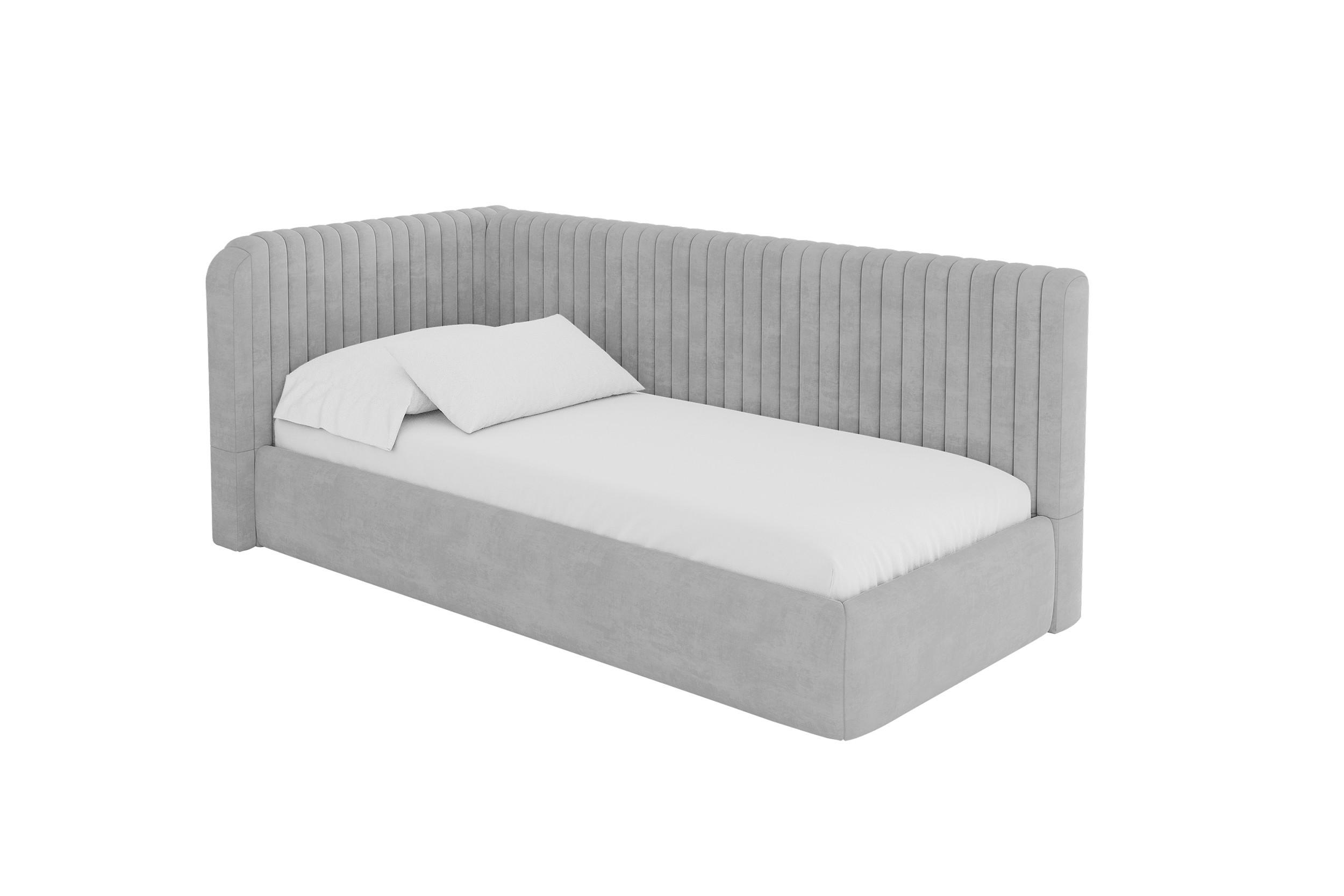 EINZELLBETT Jugendbett mit Bettkasten, Rechts - AURY 100x200 Grau - Silberfarben, Holzwerkstoff/Textil (100/200cm) - ALTDECOR