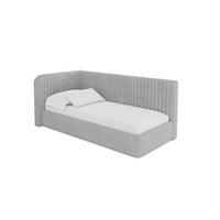 EINZELLBETT Jugendbett mit Bettkasten, Rechts - AURY 100x200 Grau - Silberfarben, Holzwerkstoff/Textil (100/200cm) - ALTDECOR
