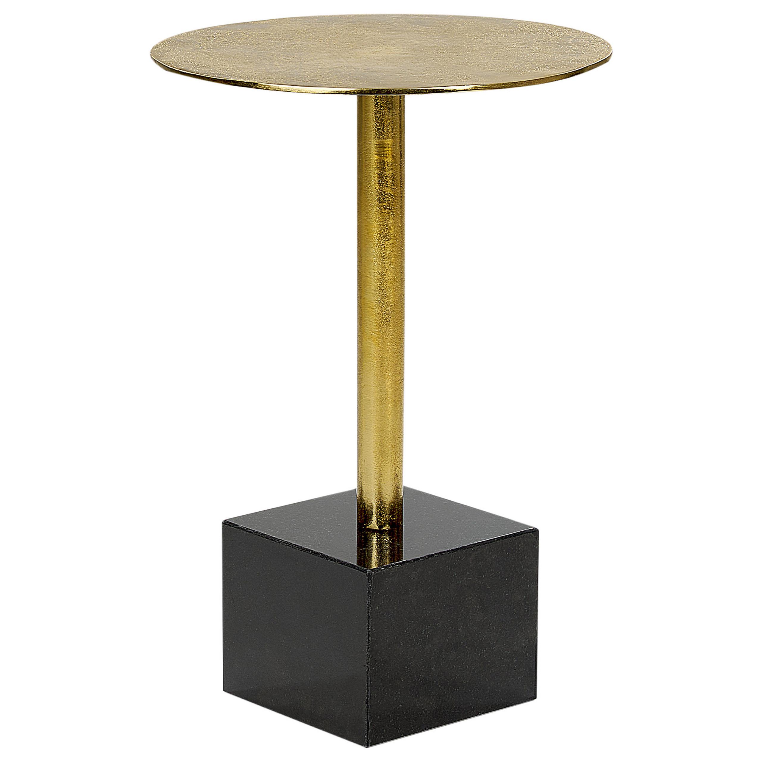 BEISTELLTISCH Metall/Marmor gold/schwarz rund 30 cm Colibri - Goldfarben/Schwarz, Metall (30/30/54cm) - Beliani
