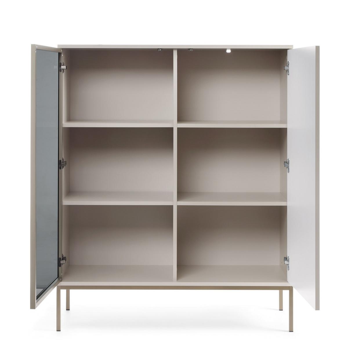 VITRINE SENTIERO 104 / 126 cm mit LED in Kaschmir - Kaschmir, Holzwerkstoff (104/126/39cm) - MASSENO