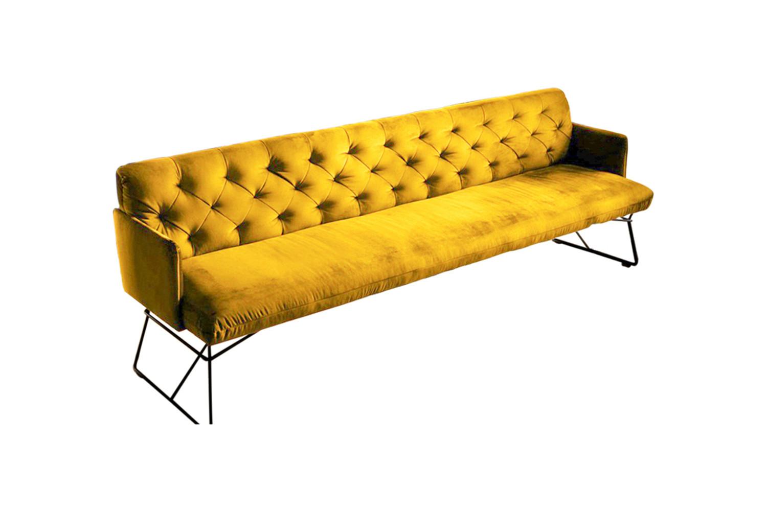 ESSZIMMERBANK CHARME Gelb Velvet - Currygelb/Gelb, Textil (246/85/68cm) - KAWOLA