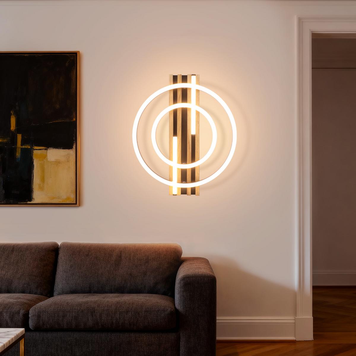 LED DECKENLEUCHTE Qlenli 38/32/6.8 cm - Schwarz, Holz/Metall (38/32/6.8cm) - ZMH