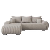 ECKSOFA Ubo L Cord, Seite: Links - Hellbraun/Silberfarben, Holz/Kunststoff (282/187cm) - MIRJAN24