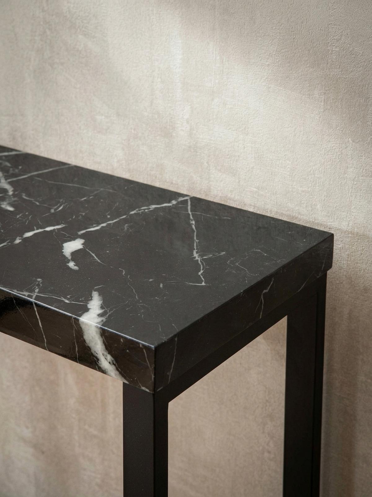 KONSOLENTISCH – Marmoroptik Schwarz, 120x40x76 cm, Hochglanz, Metallbeine - Schwarz, Holzwerkstoff/Metall (40/120/76cm) - KADIMA DESIGN