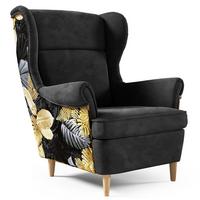 OHRENSESSEL Havana im skandinavischen Stil, Schwarz - Buchefarben/Schwarz, Holzwerkstoff (82/102/92cm) - Beautysofa