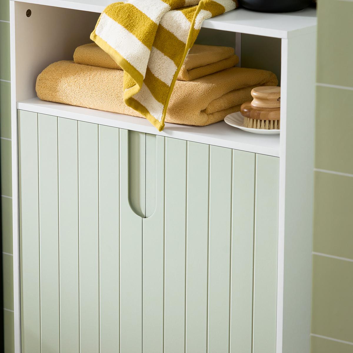 BADEZIMMERSCHRANK Grün - Weiß/Grün, Holzwerkstoff/Metall (60/87/30cm) - SoBuy