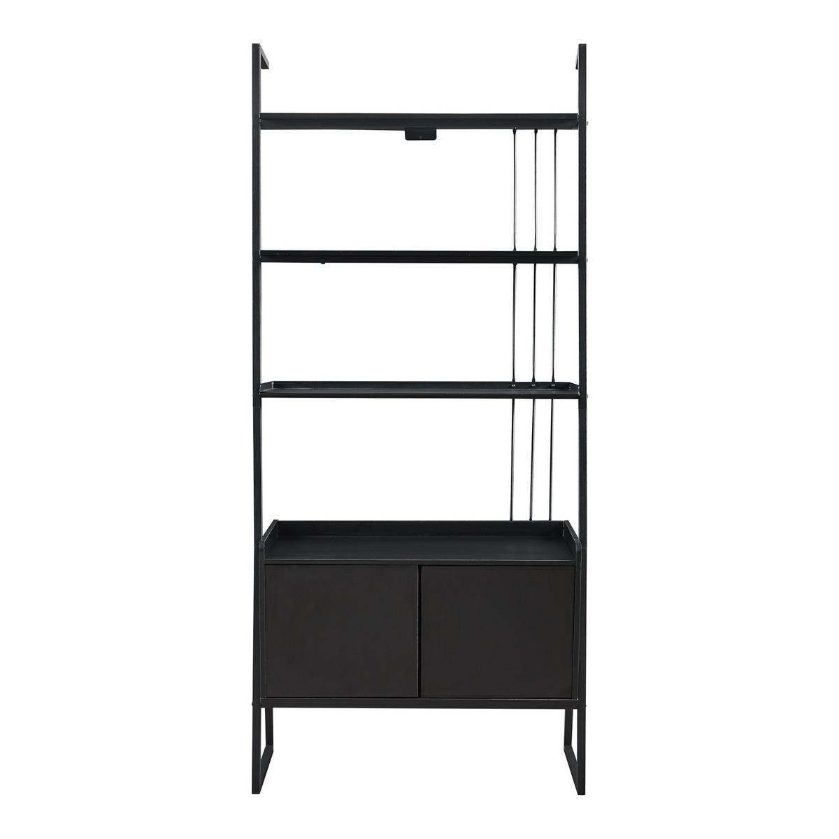 LEITERREGAL Storfjord - Schwarz, Holzwerkstoff/Metall (80/183.5/40cm) - [en.casa]