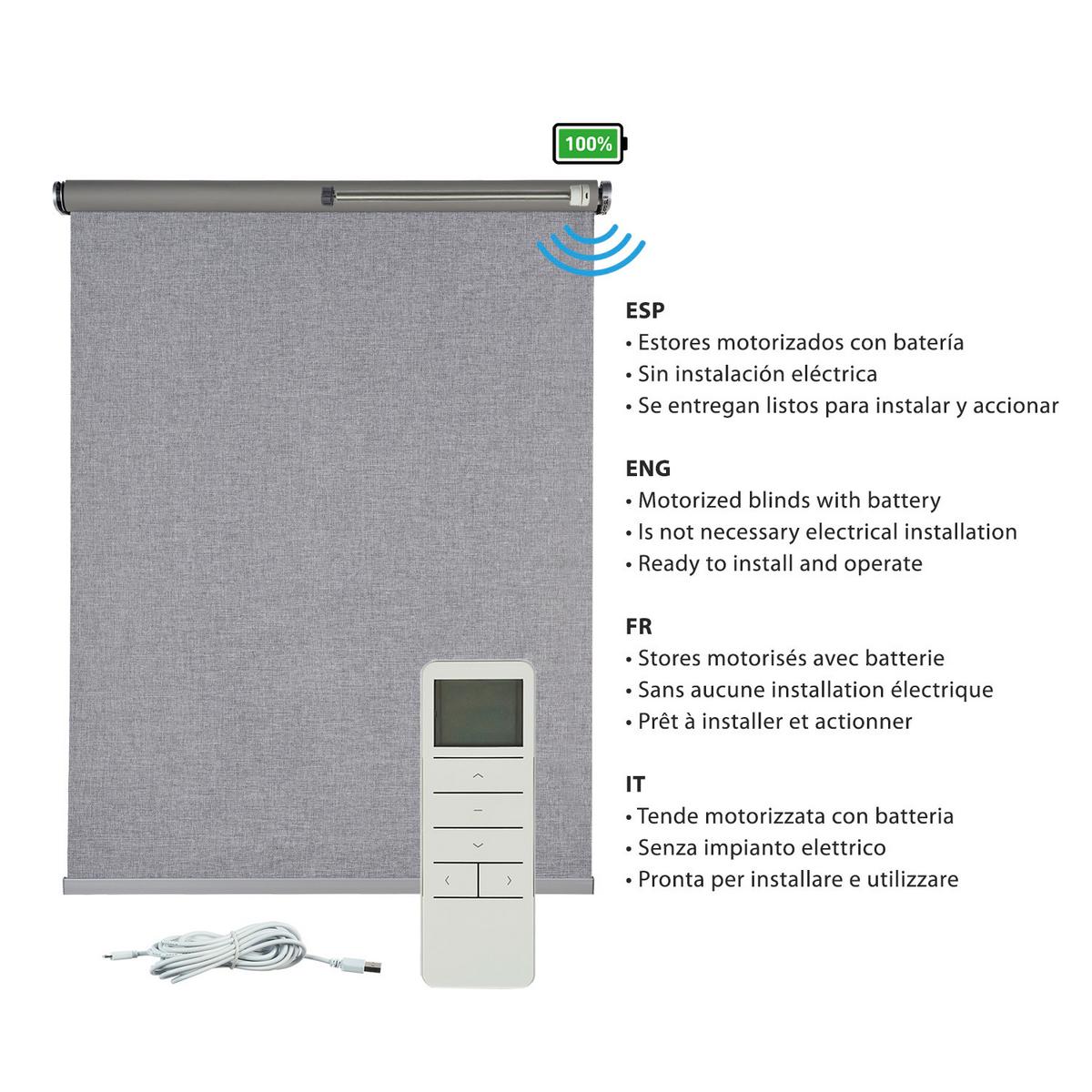 ROLLO motorisiert Silbergrau, 140 x 250 cm - Grau, Kunststoff (140/250cm) - STORESDECO