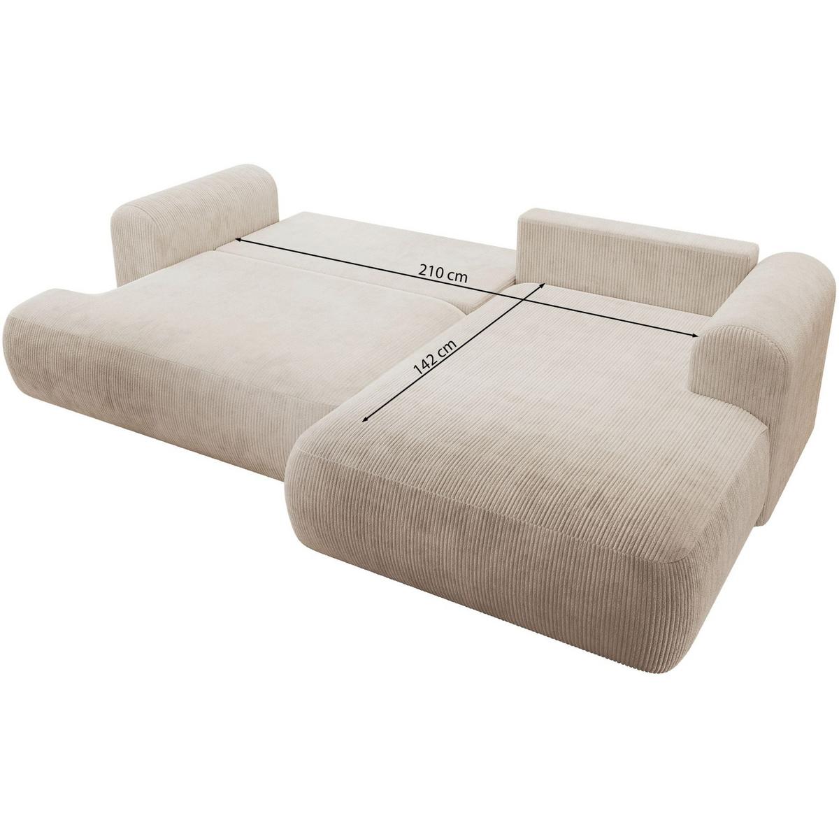 ECKSOFA Ovo Cord mit Cordbezug Hellgrau, links - Hellgrau/Schwarz, Textil (260/165cm) - Selsey