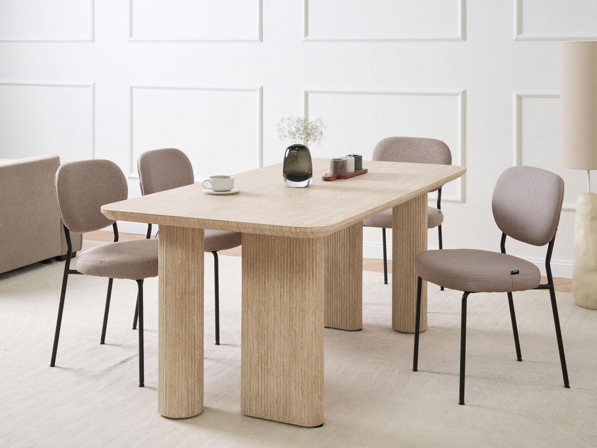 ESSTISCH Travertinoptik 180/90 cm Barroy - Beige, Holzwerkstoff (180/90/76cm) - Beliani
