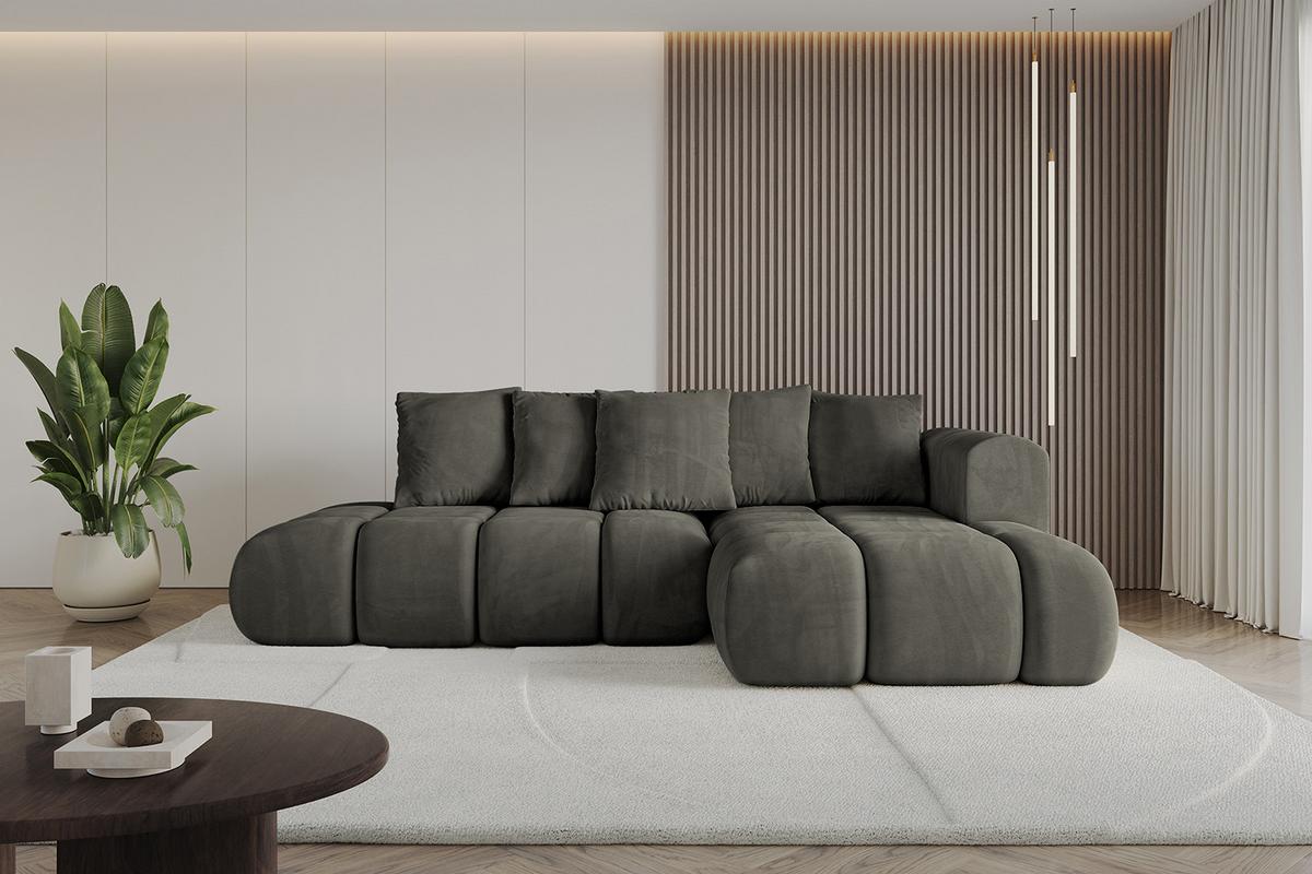 ECKSOFA Ottomane Rechts CLOUD-L-v1 280x185x90 Schwarz Velours - Schwarz, Holzwerkstoff/Kunststoff (185/280cm) - ALTDECOR