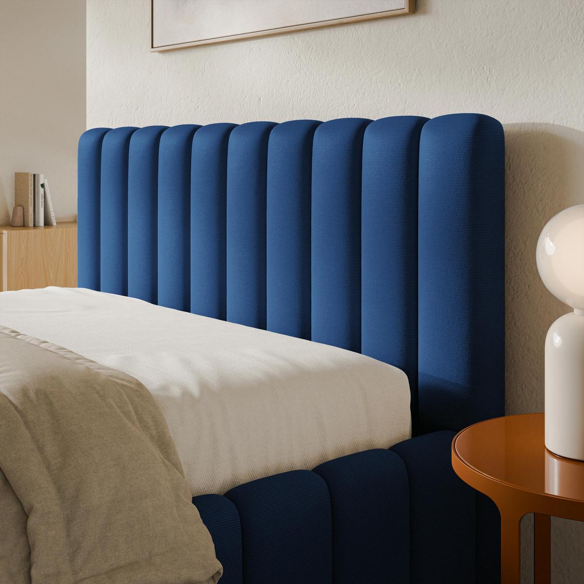 POLSTERBETT TEBA 120x200 cm mit Bettkästen - Blau - Blau, Holz/Textil (120/200cm) - MASSENO