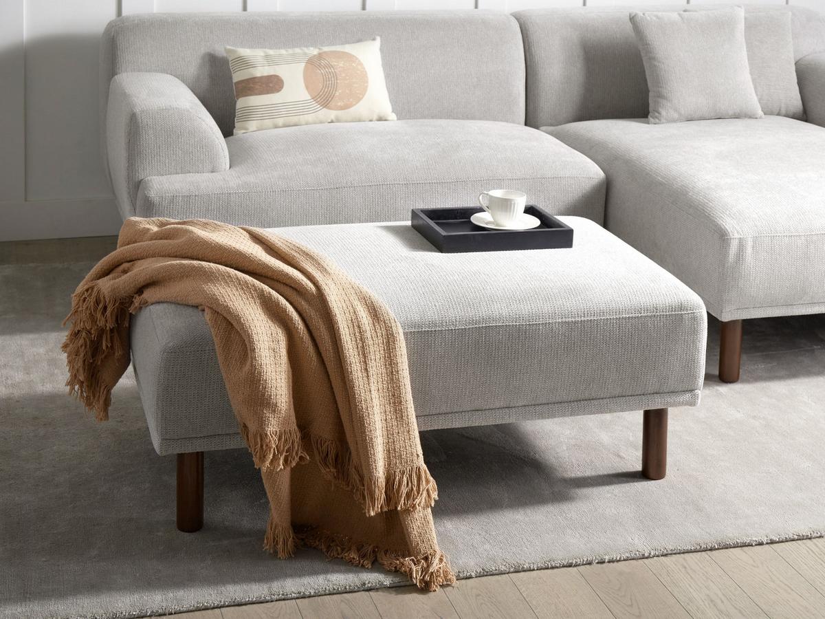 OTTOMANE Stoff Hellgrau Holt - Hellgrau, Textil (112/44/67cm) - Beliani