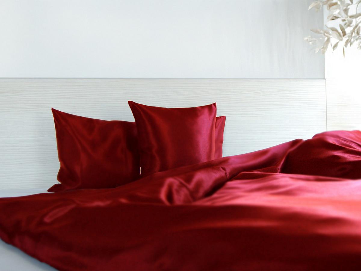BETTBEZUG Glanz Satin karmin-rot 155/220 cm - Rot, Textil (155/220cm) - beties Heimtextil