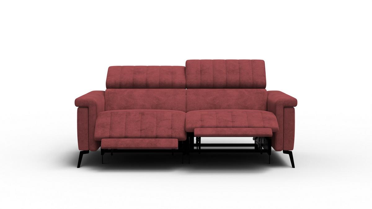 RELAXSOFA NORDEL 3-Sitzer, bordeaux - Bordeaux/Schwarz, Holz/Textil (194/80/105cm) - Wozimo