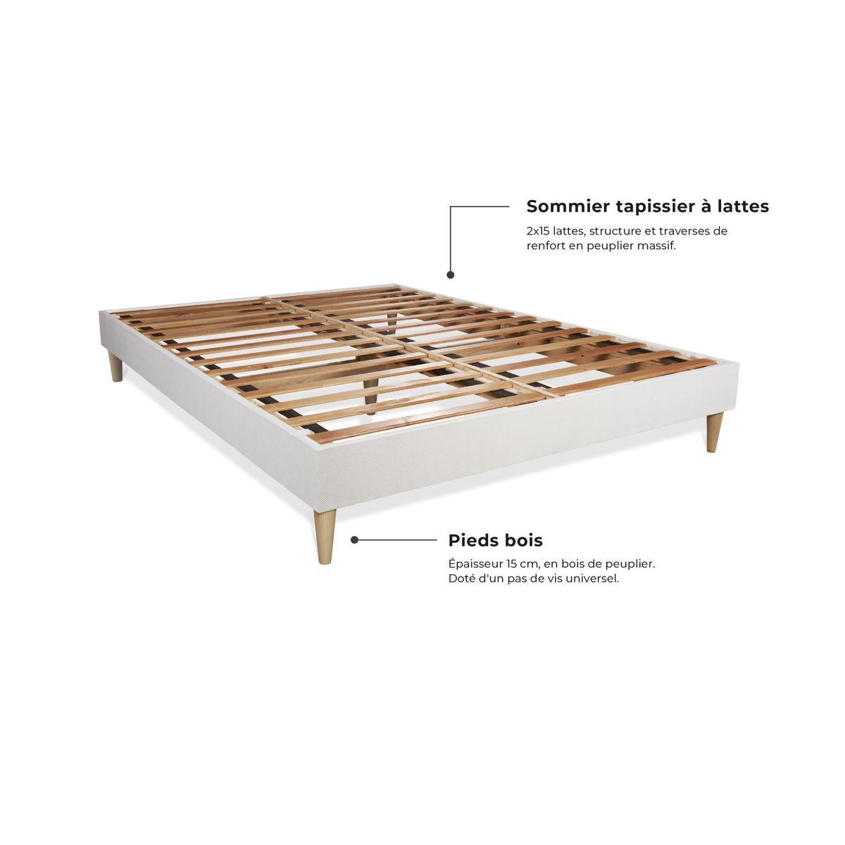 BETT Balmoral Memory-Schaum 160 x 200 cm h3 - Kit Bettgestell Weiß - Beige/Weiß, Karton/Holz (160/200cm) - ROYAL PALACE BEDDING
