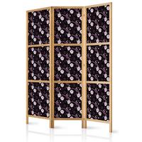 PARAVENT Japanischer 3-tlg 135x172 cm Blumen Und V gel - Schwarz, Holz/Textil (135/172/3cm) - Muralo