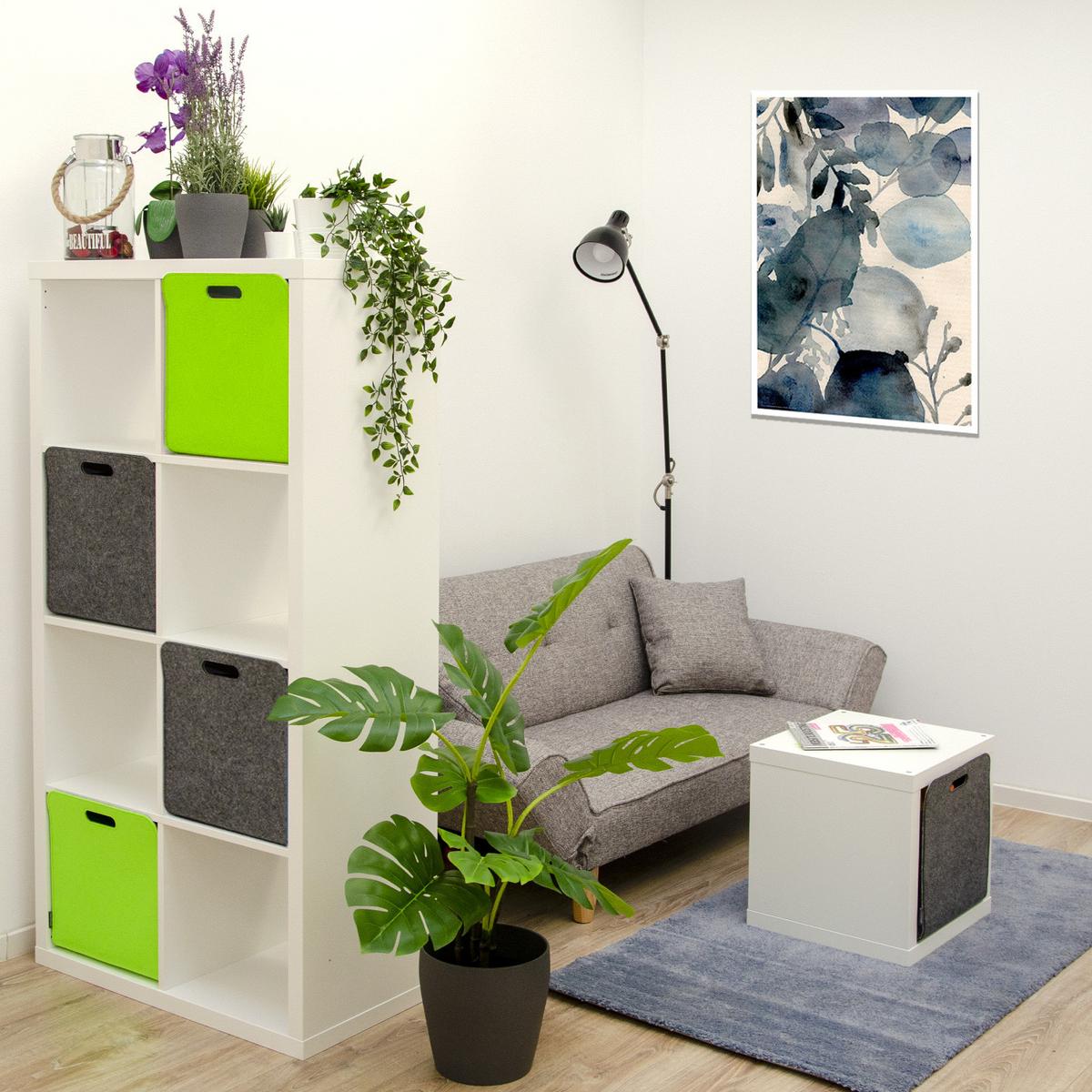 AUFBEWAHRUNGBOX, 4er Set 33/38, graugrün - Limette/Grau, Kunststoff (33/33/38cm) - Dunedesign