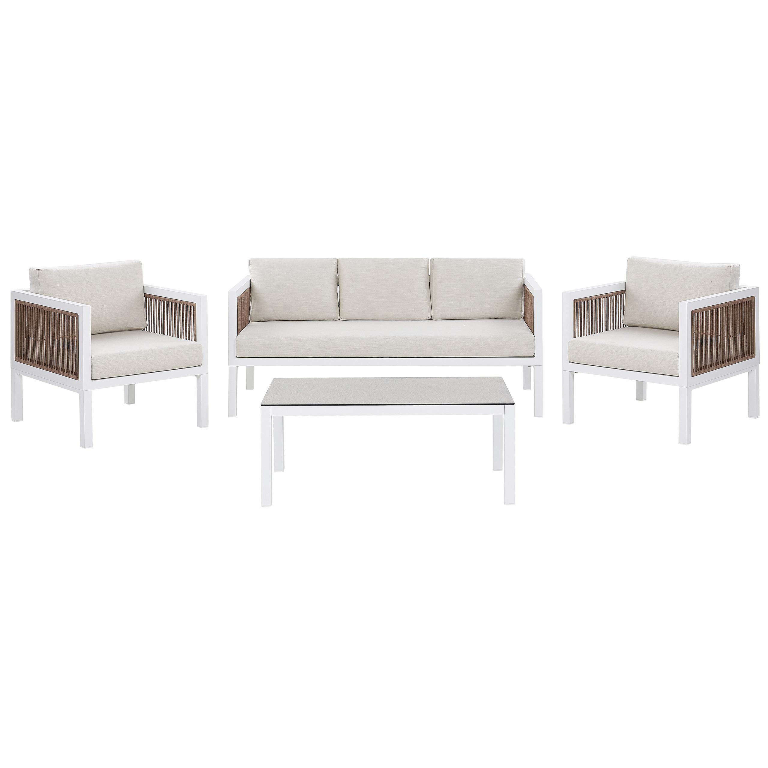 LOUNGE-SET 5-sitzer Aluminium Weiß Borello - Weiß, Metall - Beliani