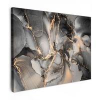 LEINWANDBILD Grau - Luxus - Gold - Marmor Wandbilder 80x60 cm - Dunkelgrau, Textil (80/60cm) - MuchoWow