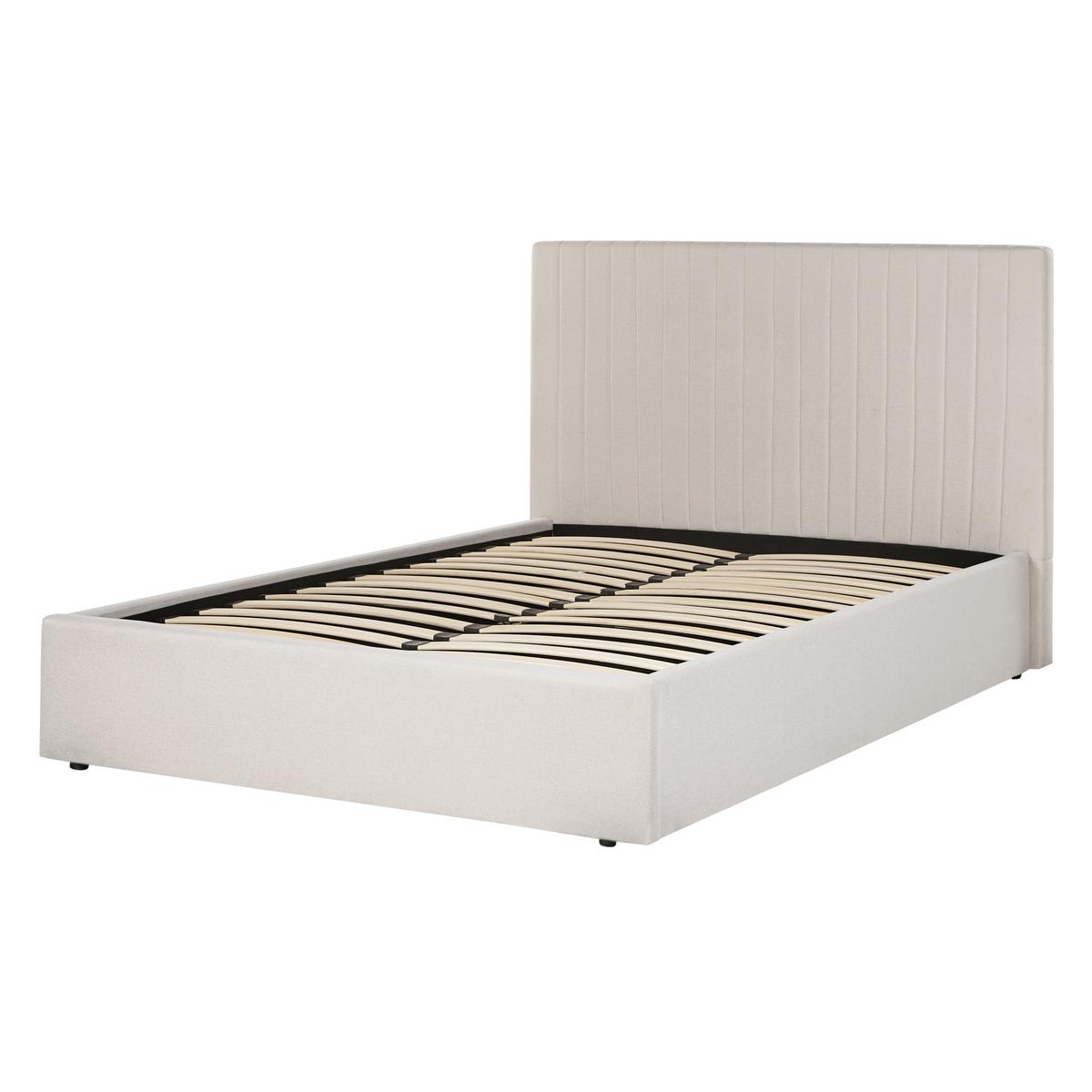 BETT mit Stauraum 140/200 cm Stoff Hellbeige Vion - Beige, Textil (140/200cm) - Beliani