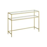 METALLKONSOLE mit 2 Regalen aus gehärtetem Glas 30/90/80 cm - Goldfarben, Metall (31/30/80cm) - Calicosy