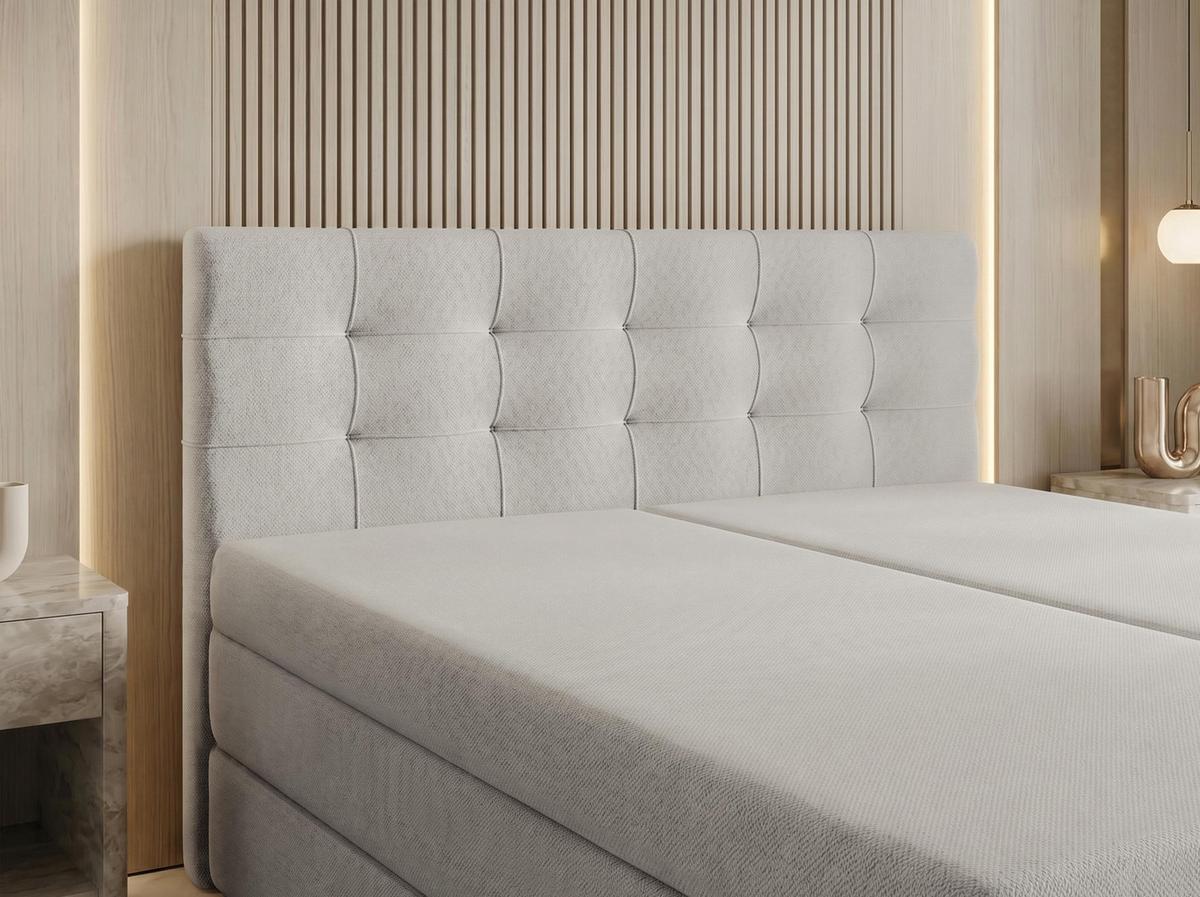 BOXSPRINGBETT FINIKE 140x200 cm mit Bettkasten und 2 Matratzen - Beige + TOPPER - Beige/Schwarz, Holz/Holzwerkstoff (140/200cm) - AX Living