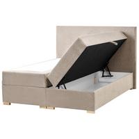 BOXSPRINGBETT mit Stauraum 140/200 cm Stoff Taupe Major - Taupe, Textil (140/200cm) - Beliani