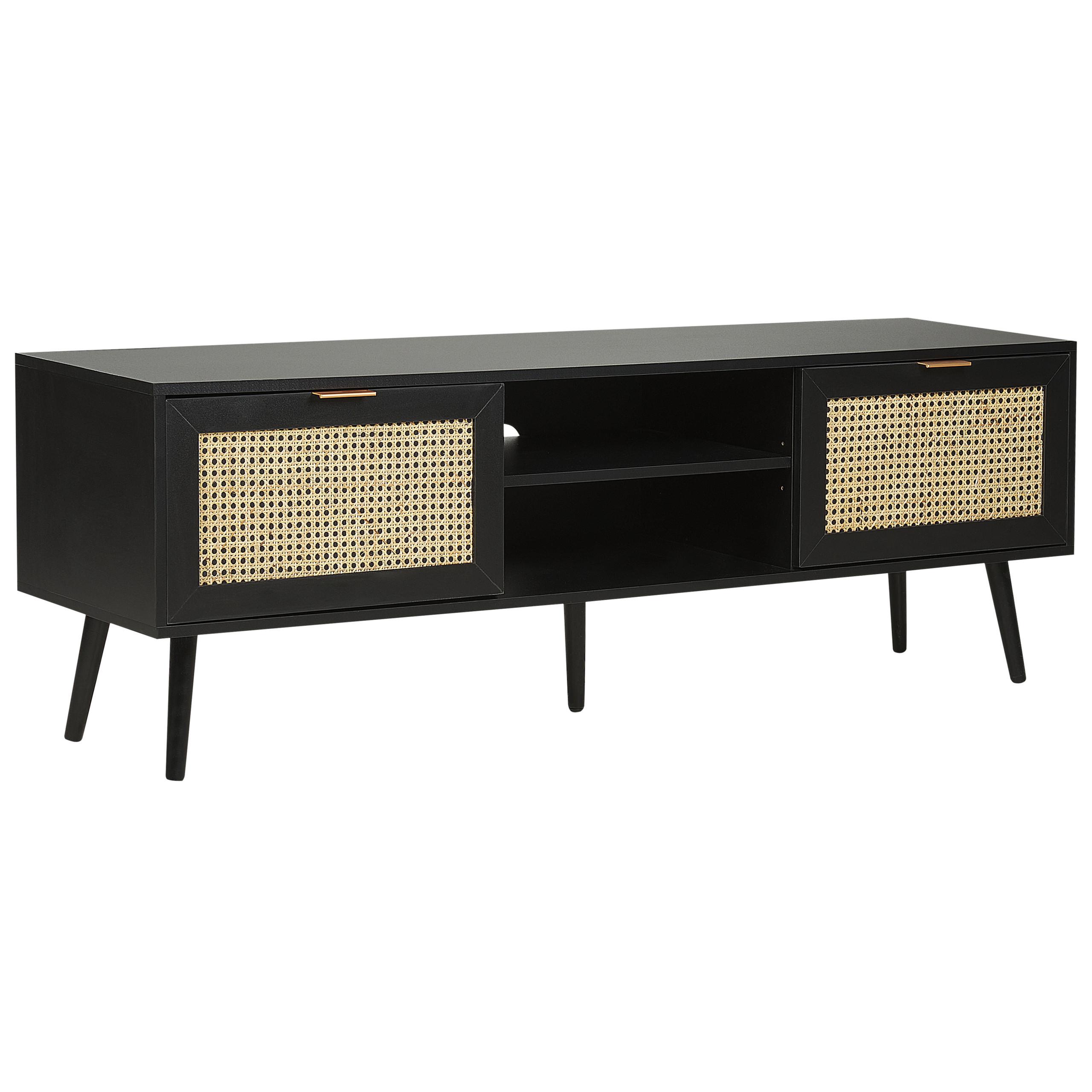TV-MÖBEL Schwarz/Beige Opoco - Beige/Schwarz, Holzwerkstoff (150/52/40cm) - Beliani