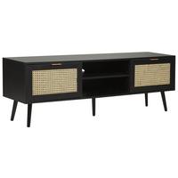 TV-MÖBEL Schwarz/Beige Opoco - Beige/Schwarz, Holzwerkstoff (150/52/40cm) - Beliani